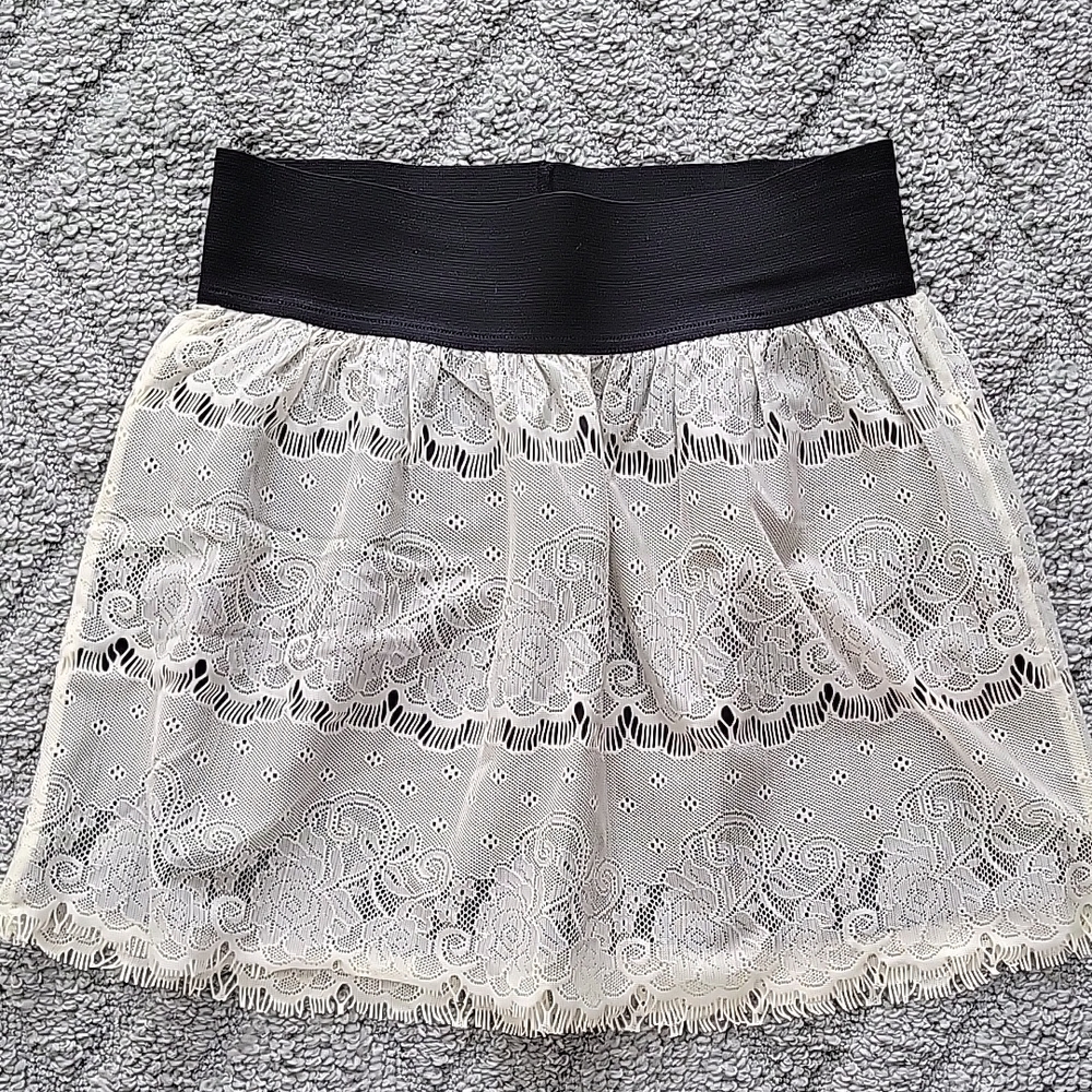 Elegant Lace Skirt with Black Waistband